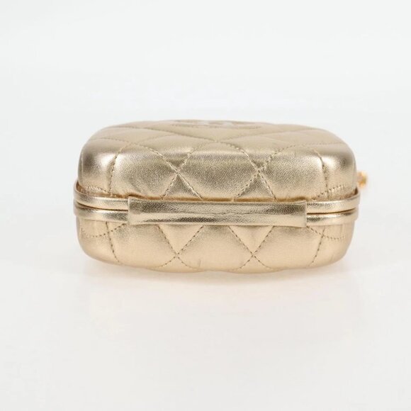 CHANEL Matelasse Chain Shoulder Bag Lamb Skin Gold CC Auth 130943V - Picture 6 of 15